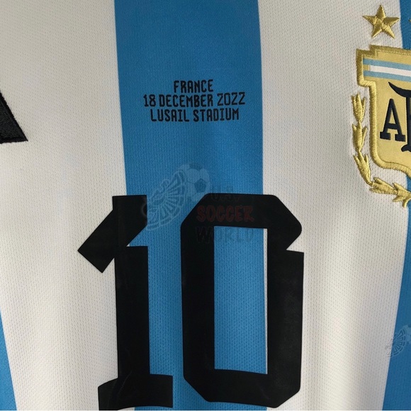NEW 🔥 World Cup FINAL 🔥 QATAR 2022 Argentina Messi #10 Home Mens Soccer Jersey - Picture 5 of 15